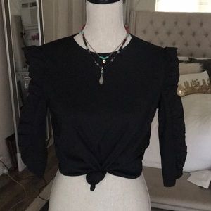 Zara black ruffle detail sleeve